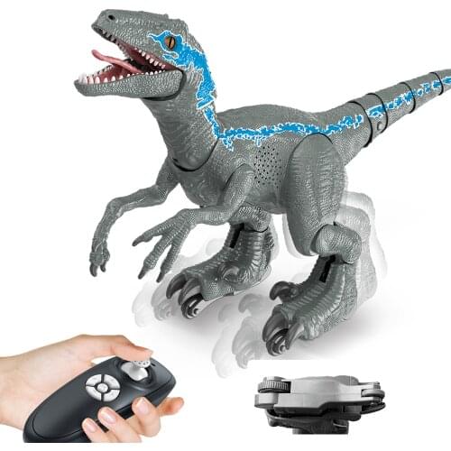 2.4G RC Dinosaur Intelligent Raptor Animal Remote Control Jurassic Dinosaur Toy Electric Walking Animals Cat Toys for Children