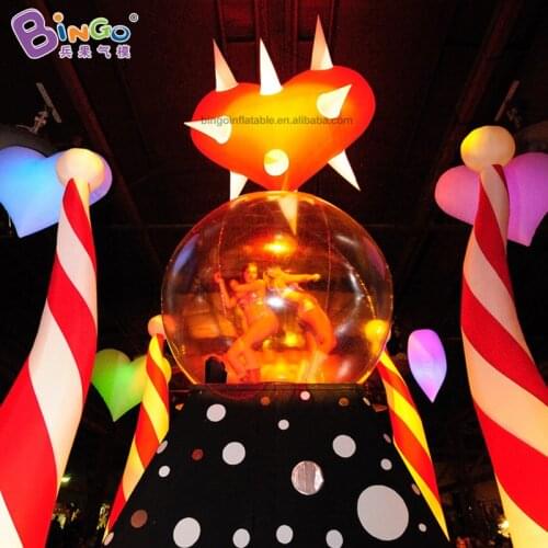 Hanging 1.8mH Inflatable Lighting Heart With Thorn For Event Decoration - BG-A0391