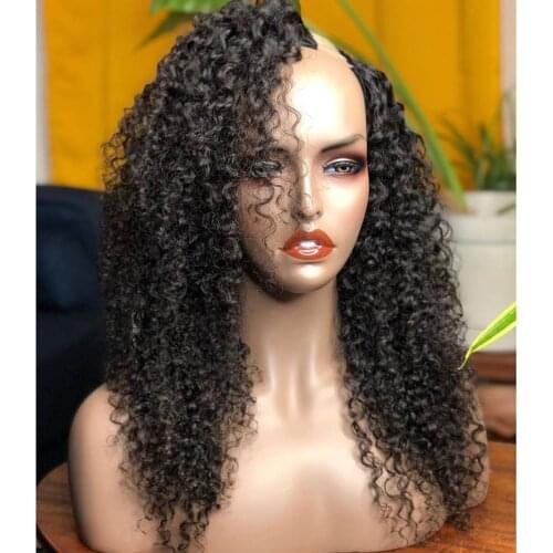 Water Wave 1*4 U Part Wig Human Hair for Black Women Undetectable 180 Density Waterly curly Human Hair Wig Brazilian remy Hair