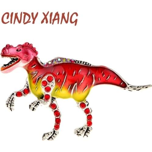 CINDY XIANG New Enamel Dinosaur Brooch Pins Unisex Women And Men Cute Animal Large Brooches 4 Colors Available Jewelry Good Gift