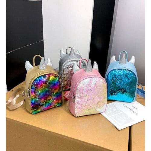 2019 Women Sequins Backpack Cute Unicorn Schoolbag For Teenage Student Girls Satchel FemaleBackpack School Bag