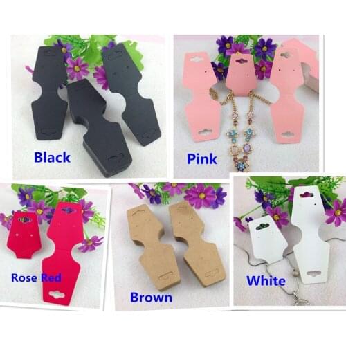 1000pcs 12*4.5cm Kraft paper jewelry cards Brown Color Necklace Cards Blank paper Jewelry cards Display Card Accept custom logo