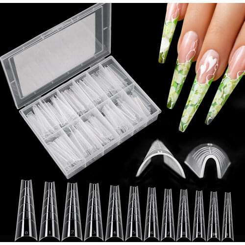 120 tips Half Cover Nail Forms Transparent Quick Building Molds For Nails Extensions Tips False Nail Tip Manicure Tools