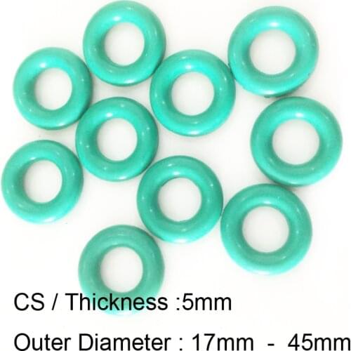 20PCS Rubber O Ring CS5mm x OD 17/18/19/20/22/23/24/25/26/27/28/30/32/34/35/38/40/42/45mm Fluorine Rubber Gasket Seal FKM O Ring