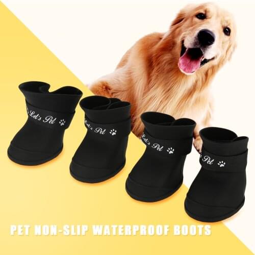 4pcs Silicone Pet Dog Cute Waterproof Boots Antiskid Shoes Wear Anti-slip Protective Rain Days Appear Shoes