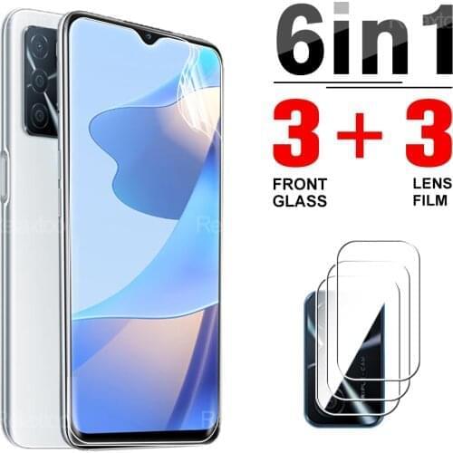 6 in 1 Front Hydrogel Film For Oppo A16 6.52" OppoA16 a A 16 Protective Phone Clear Screen Full Cover Film HD Camera Lens Glass