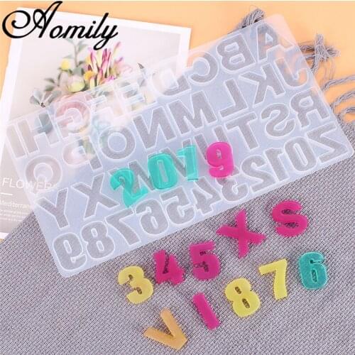 Aomily Alphabet Digital Silicone Resin Epoxy Mold DIY Jewelry Mold Crystal Diamond Mold Wedding Birthday Fondant Cake Decoration