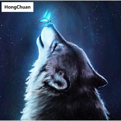 5D DIY full square round diamond painting butterfly wolf figurediamond mosaic craftsdiamond embroidery rhinestonedecoration gift