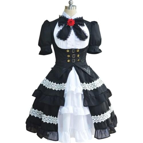 Free shipping Anime DATE A LIVE Cos Halloween Tokisaki Kurumi Cosplay female Girls Gothic Lolita Palace Dress Cosplay Costume