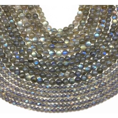 AA Nature Labradorite Stone Beads Round Smooth 4 mm 5 mm 6 mm 7 mm 8 mm For DIY Jewelry Bracelet Making Beadswork Supplies
