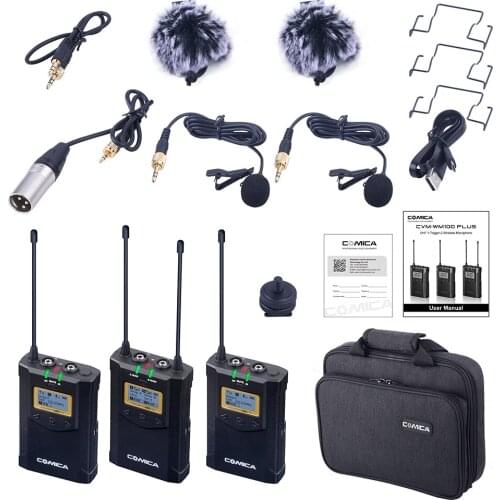 COMICA CVM-WM100 PLUS UHF 48-Channels Mono StereoReal-Time Monitoring Wireless MicrophoneDual-Transmitter and One Receiver MIC