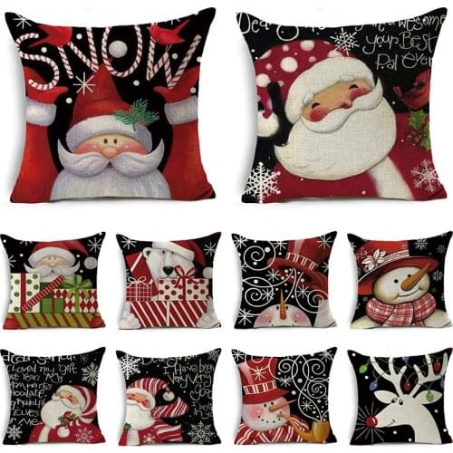 Cartoon Christmas Style Cushion Cover Printed Throw Pillows Living Room Decorative Linen Pillow Case 18*18in Pillow Cover