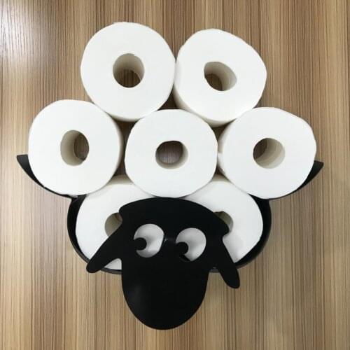 Sheep Toilet Paper Roll Holder Bathroom Wall Mounted Loo Rolls Storage Metal Rack Mount Hold up 7 Rolls Novelty