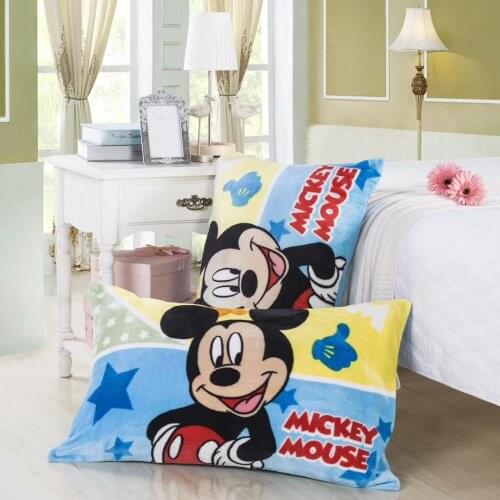 Disney Flannel Pillowcase 1Pcs Cartoon blue Mickey Minnie Home Textile Childrens Presents Pillowshams 48x74cm hot sale gift