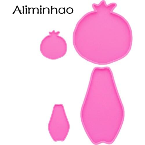 DY0998 4in/9in Papaya Geode Coaster Agate Resin Mold for Epoxy Resin Making Tools, Pomegranate Silicon Mould Rolling Tray