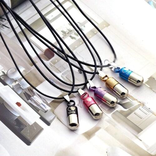 Hot Love pills stainless steel lovers Korea capsule Titanium steel pendant Creative necklace mix 5 color