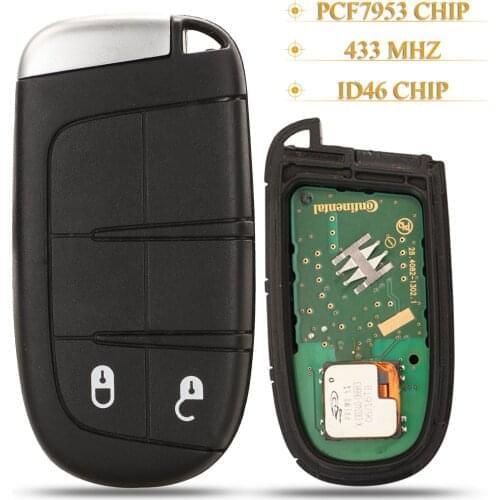 Kutery 5pcs 2 Buttons Smart Remote Car Key Fob 433Mhz ID46 Pcf7953 Chip For Fiat Freemont Fiat 500 2015 2016 2017 M3N-40821302
