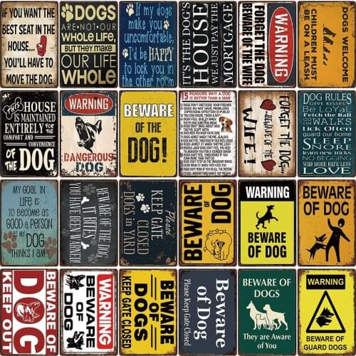 [ Kelly66 ] Pets Warning Beware Of Dogs Keep Gate Closed Out Metal Sign Home Decor Bar Wall Art Painting 20*30 CM Size DG-2