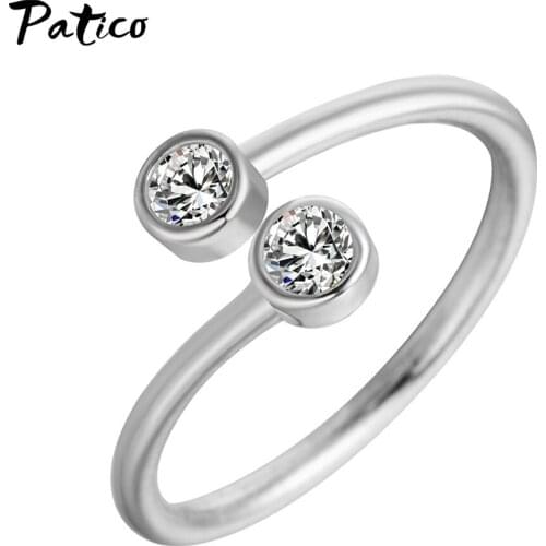 925 Sterling Silver Crystal Rings For Women Wholesale Fine Jewelry Adjustable Double Rounds CZ Ring Opening Anillos Mujer