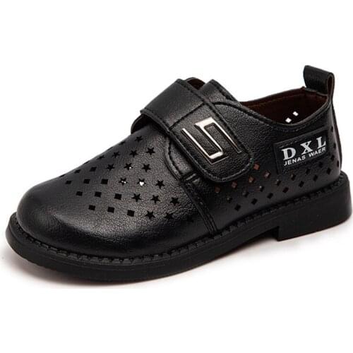 New Spring Autumn Boys Leather Shoes for Kids Hollow Out Sneakers Wedding Show School Dress Flats Light Classic Children Loafers