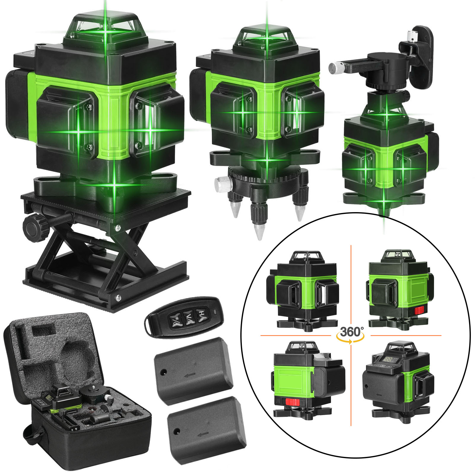 4D 16 Lines Laser Level 3° Self-leveling Machine USB Rechargeable Lithium Battery Leveling Tool Vertical Horizontal Lazer Levels