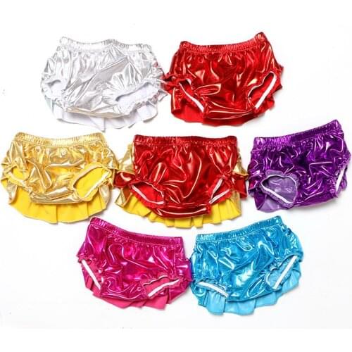 Kaiya angel Baby Girls Ruffle Bloomers Baby Clothing leather cover bloomers Summer fashion Newborn Solid Color Shorts