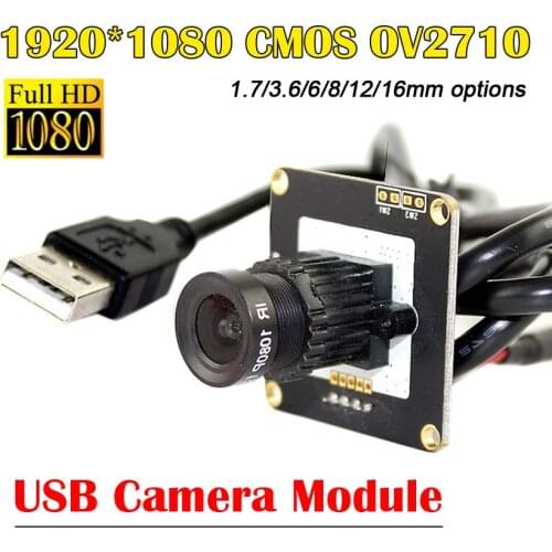 HD 1080P Camera Module 2.0megapixel 1920*1080 CMOS OV2710 MJPEG 30fps/60fps Usb Webcam Module 1.7/3.6/6/8/16mm lens usb camera