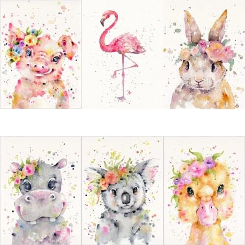 Diamond Painting Kits Home Decor Animal Rabbit Koala Flamingo With AB Drill 5D DIY Poured Glue Scalloped Edge Canvas Art Gift