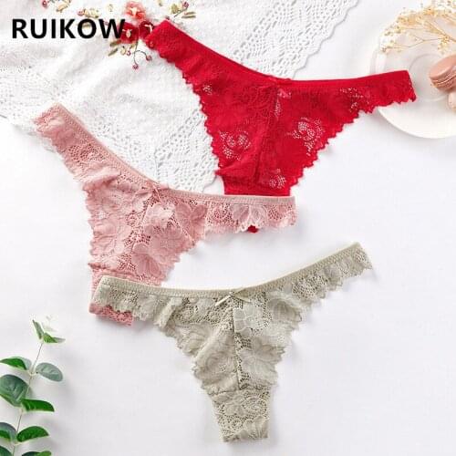 7-Color Option Hollow Out Lace Womens Sexy Lingerie Low Rise Pure Cotton Crotch T-Back & G-string Ladies Panties Briefs M L XL