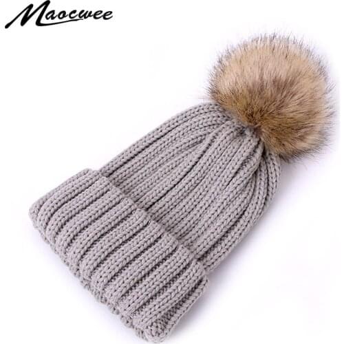New Warm Winter Parent Child Hat Thick Knitted Adult Baby Hat Cotton Women Girls Boys Caps Unisex Kids Female Hats