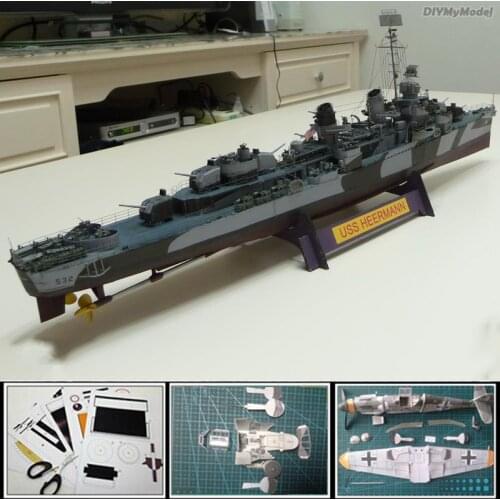 DIYMyModeI 2020 New Papercraft Model 1:200 scale World War II USS Heermann Destroyer 3d Military Ship Paper Model Manual work