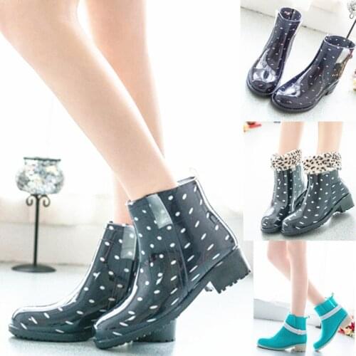 2019 New Spring Autumn Womens Girls Fashion Martin Rain Shoes Waterproof Ankle Non-slip Rainboots Add Cotton Warm Water Shoes