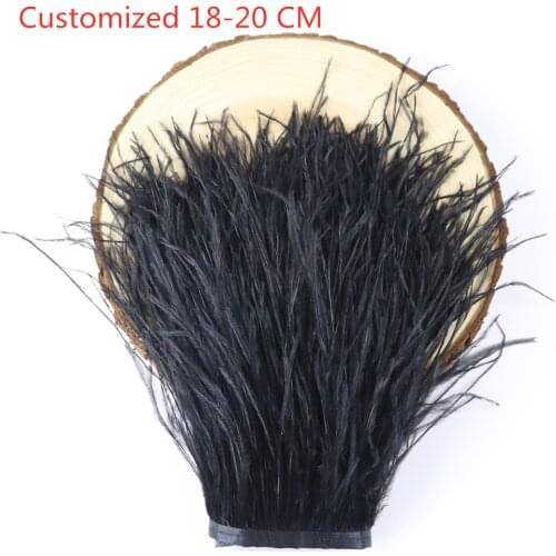Black Feather Trim Fringe Dress Skirt Decorative Natural Ostrich Feather Ribbon 18-20 cm Customizes Long Feathers Lace Trim