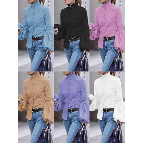 PAFUTIN Stand-up Collar Blouses