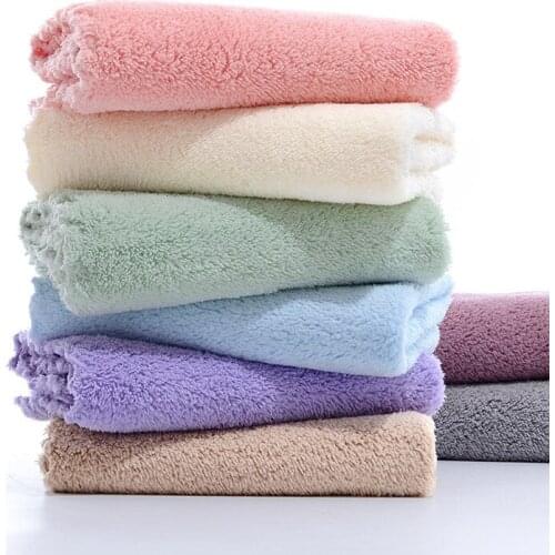 10pcs/lot Solid Color Coral Fleece Towel Absorbent Quick Drying Beach Soft Friendly Face Hand Shower for Bathroom Washcloth