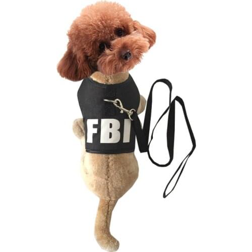 Cute Black FBI Letter Design Pet Dogs Harness Free Shipping Small Puppy Supplies