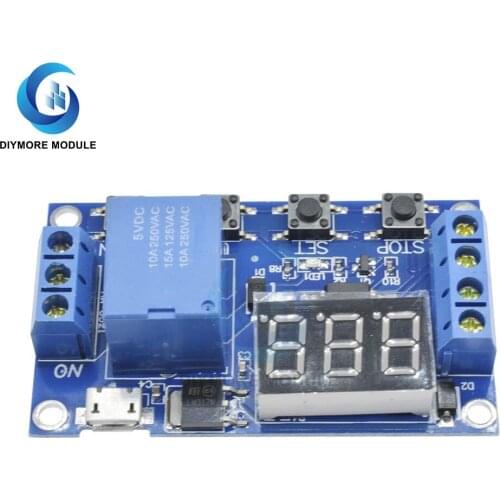 Micro USB DC 5V Relay Module Adjustable Automation Cycle Timing Delay Relay Controller Switch Board LED Display