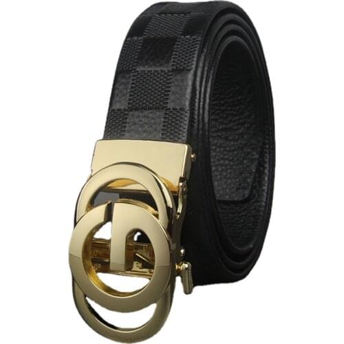 New Famous Brand Belt Men Top Quality Genuine Luxury Leather Belts Men,Strap Male Metal Automatic Buckle Mens Belts 3.5cm