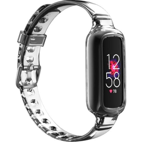 For Fitbit Luxe Band + Case TPU+304 Stainless Buckle One Piece Clarity Belt Sport Correa Strap Smart Wristband for Fitbit Luxe