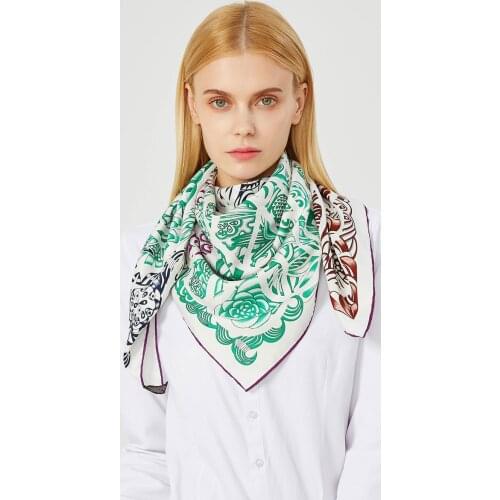 90cm Handmade Curled Twill Silk Scarf Luxury Brand Hijab Scarf Women Shawl New Design Foulard Headband Gradients Square Scarves