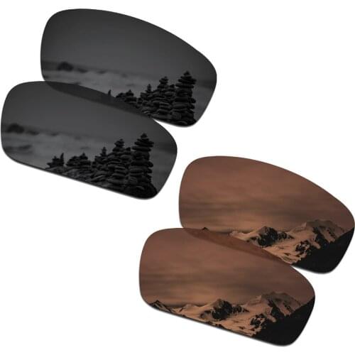 SmartVLT 2 Pairs Polarized Sunglasses Replacement Lenses for Oakley Splinter Stealth Black and Amber Brown