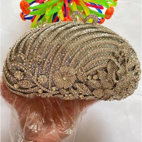 Best Quality Silver Diamond Wedding Bridal Purse Fashion Women’s Crystal Floral Evening Clutches Handbags Mini Chain Minaudiere