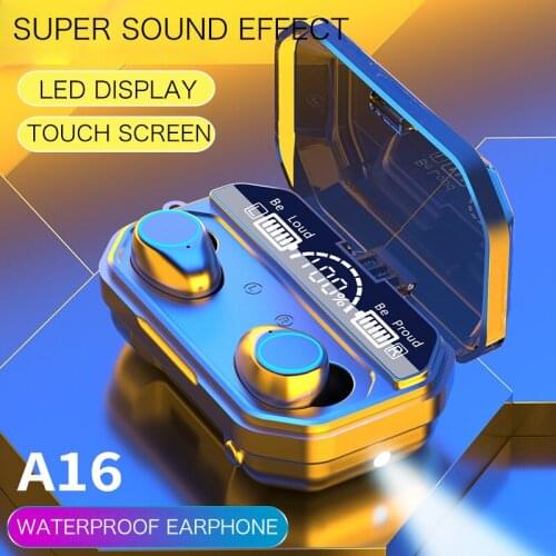 TWS A16 Bluetooth 5.0 HIFI Headphone Wireless Earphones Stereo Microphone Music Headset Touch Earbud With 2000mAh Charging Box