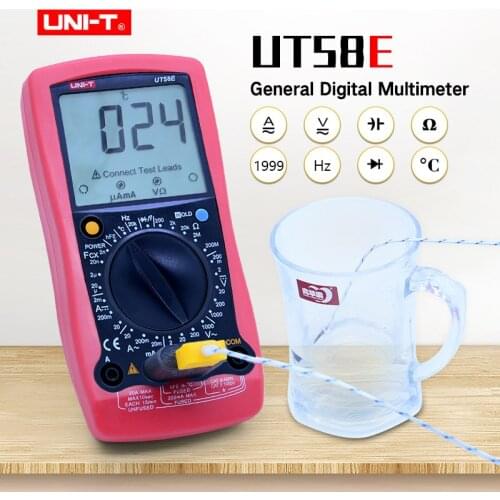 UNI-T UT58E Digital Multimeter AC DC voltmeter Ammeter ohmmeter Capacitance Frequency Temperature tester LCD Display Data Hold