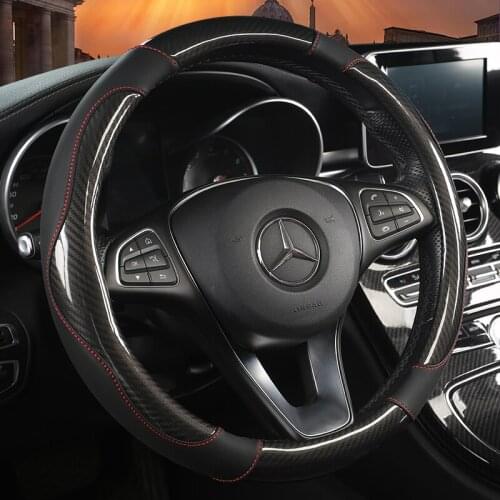 Universal Car PU Leather Steering-Wheel Covers Anti-slip Skidproof Durable 38CM/15" Dynamic Fibre Handmade Steering Wheel Cover
