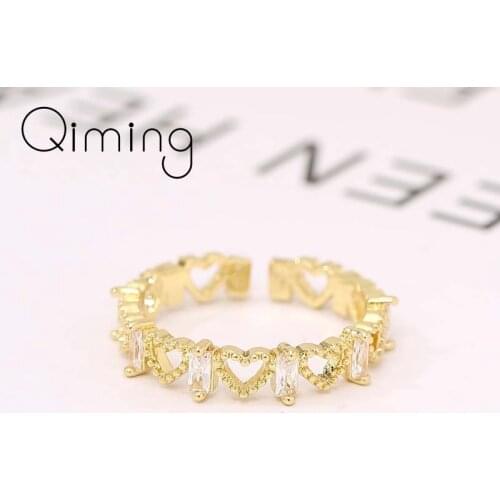 Vintage Boho Crystal Love Heart Rings For Women Girls Zircon Knuckle Finger Ring Wedding Party Jewelry Gifts