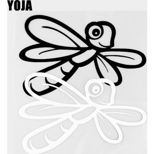 YOJA 14.1×9.1CM Vinyl Decal Cartoon Animals Lovely Dragonfly Car Stickers Black/Silver 19C-0398