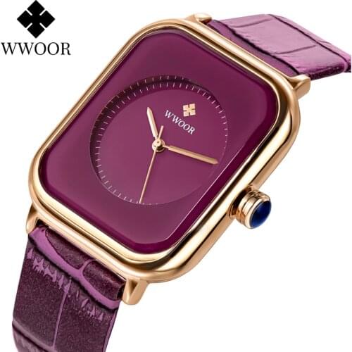 2021 WWOOR Women Watches Waterproof Quartz WristWatch Top Brand Luxury Square Leather Ladies Casual Dress Clock Gift Reloj Mujer