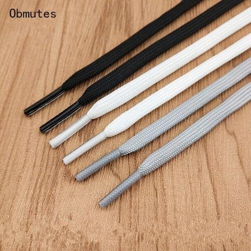 1pair Shoelace Fashion Polyester Cotton Sneaker Shoe Lace Black White Gray Double Layer Hollow Flat Shoelaces