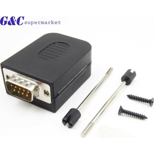 1PCS DB9 Male 9Pin Plug Terminal Block Terminal Connector Screw Type Black Plastic Cover Electronics diy electronics